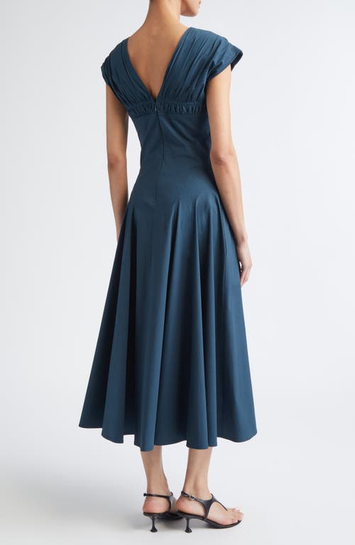 Proenza Schouler Manoela Ruched Cotton Stretch Poplin Dress In Animal Print