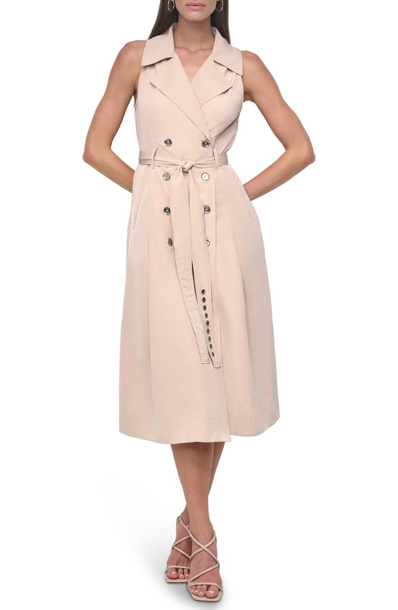 DKNY Tech Poplin Midi Dress, Main, color, Blush