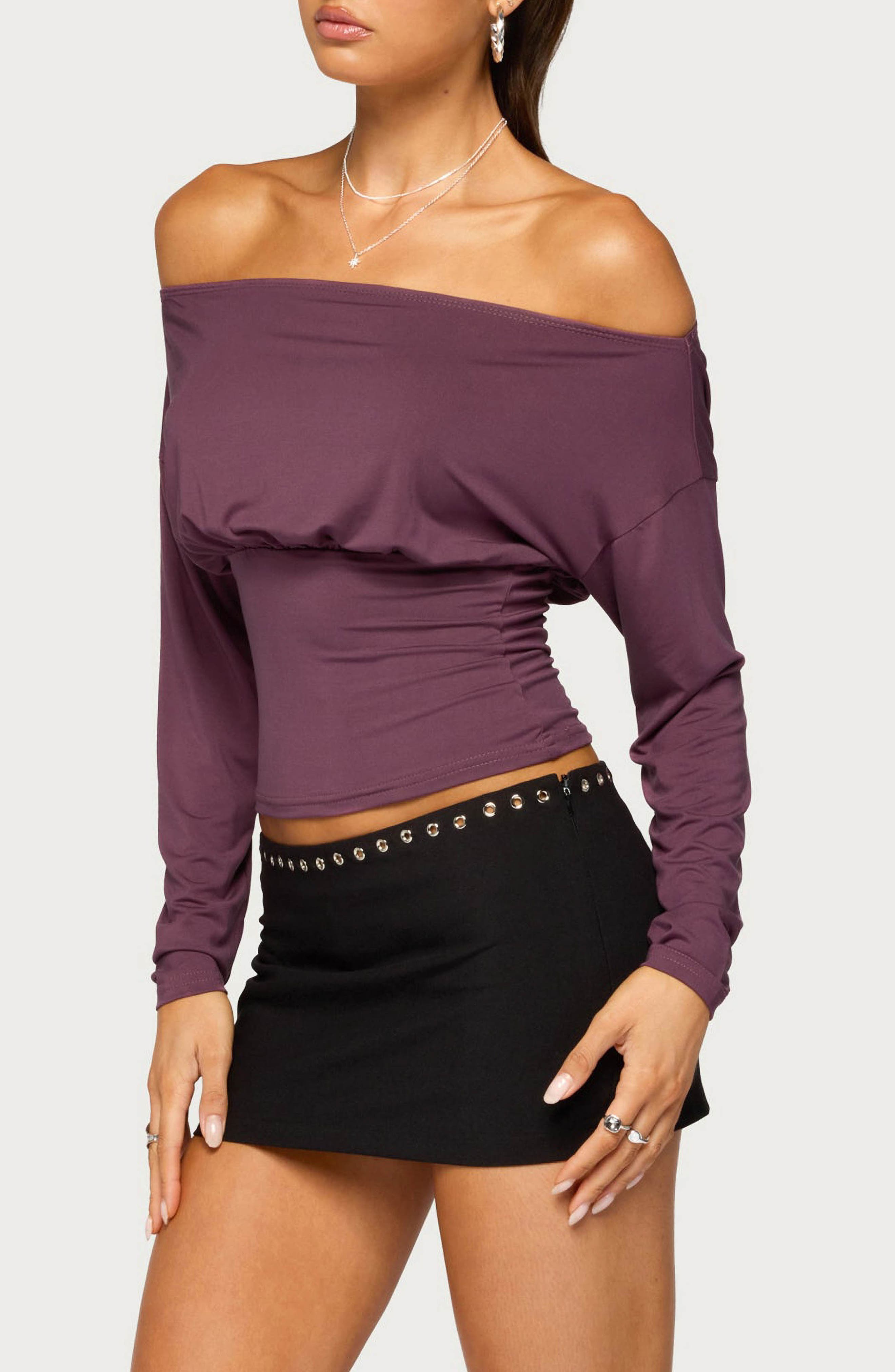 EDIKTED Jaze Off the Shoulder Long Sleeved Top (Women) | Nordstrom
