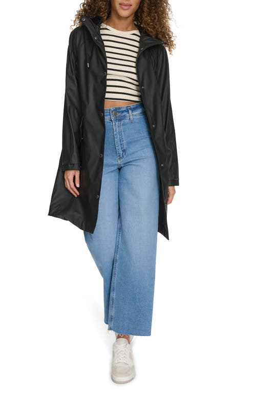 Levi's Water Resistant Hooded Long Rain Jacket In Black