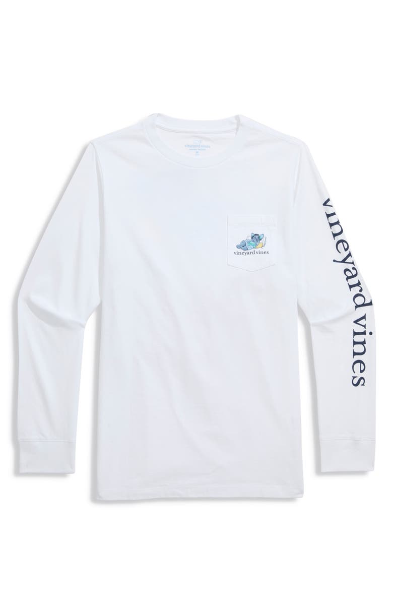 vineyard vines Kids' Top Dog Long Sleeve Cotton Graphic T-Shirt, Main, color, White Cap