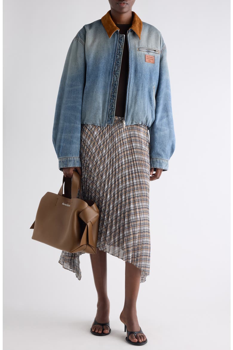 Plaid Bias Cut Pleated Skirt, Alternate, color, GREY