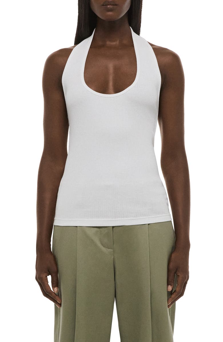 Helmut Lang Stretch Cotton Halter Tank, Main, color, 