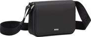 HUGO Zair Bonded Leather Flap Crossbody Bag