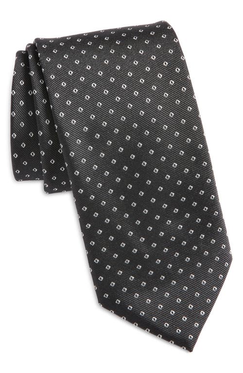 Hugo Boss Boss Geo Jacquard Silk Blend Tie In Dark Grey