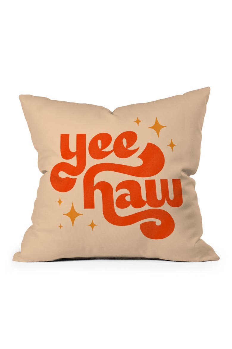 Yee Haw Throw Pillow, Main, color, BEIGE