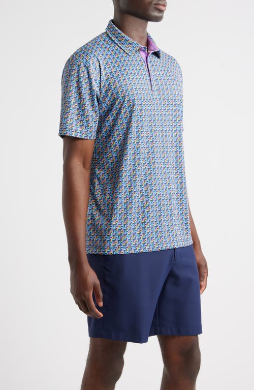Swannies Slomo Patterned Athletic Fit Performance Polo In Blue