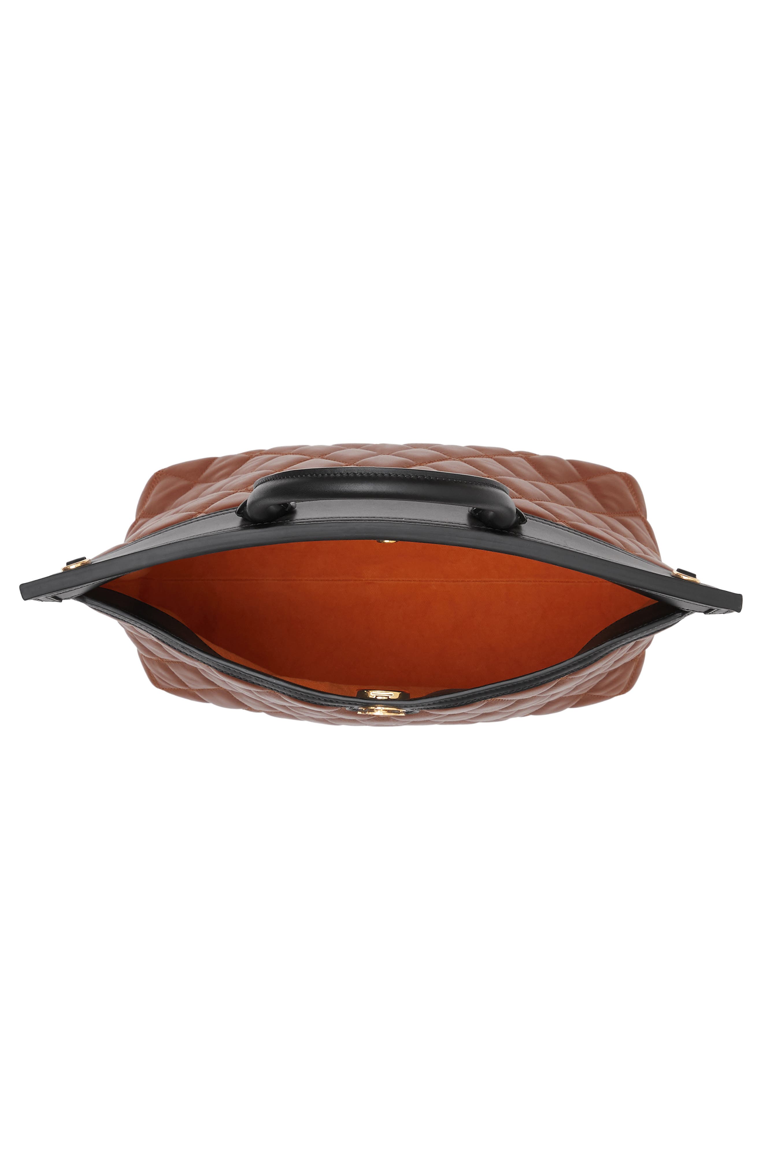 Burberry Small Society Quilted Leather Top Handle Tote, Alternate, color, 