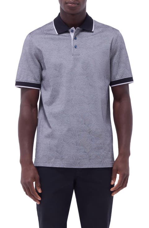 Bird
s Eye Leaf Pattern Cotton Polo