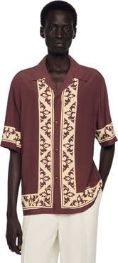 SANDRO Contrast print loose-fit shirt