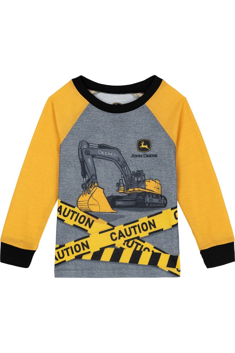 Pajama Shirt And Pants Set, Alternate, color, Grey and Yellow