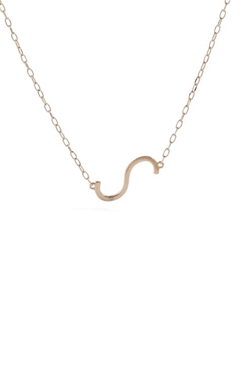 Gold Elongated Initial Pendant Necklace
