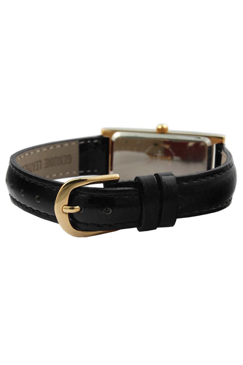 Everyday Rectangular Glossy Leather Watch- 35x18MM, Alternate, color, Black