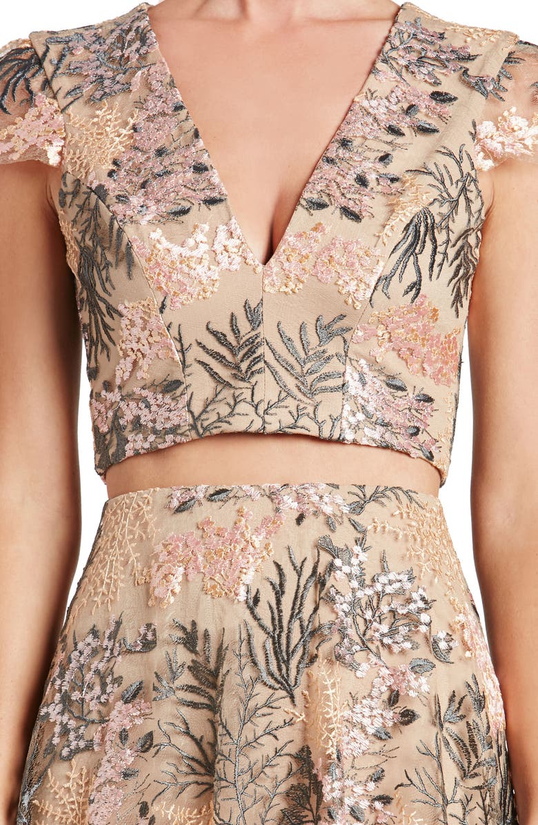 Dress the Population Juliana Embroidered Two-Piece Dress, Alternate, color, 