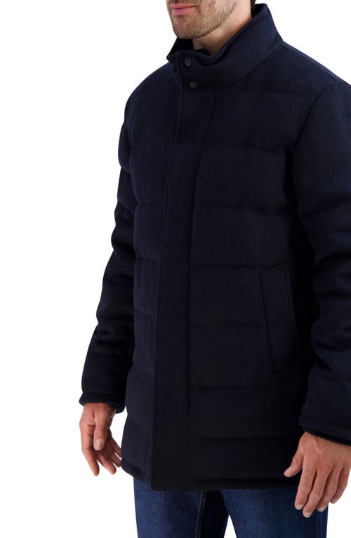 Cole Haan Padded Down Wool Blend Jacket In Blue