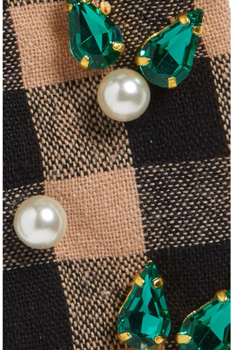 Antoinette Embellished Gingham Bow Hair Clip, Alternate, color, PICNIC CHECK