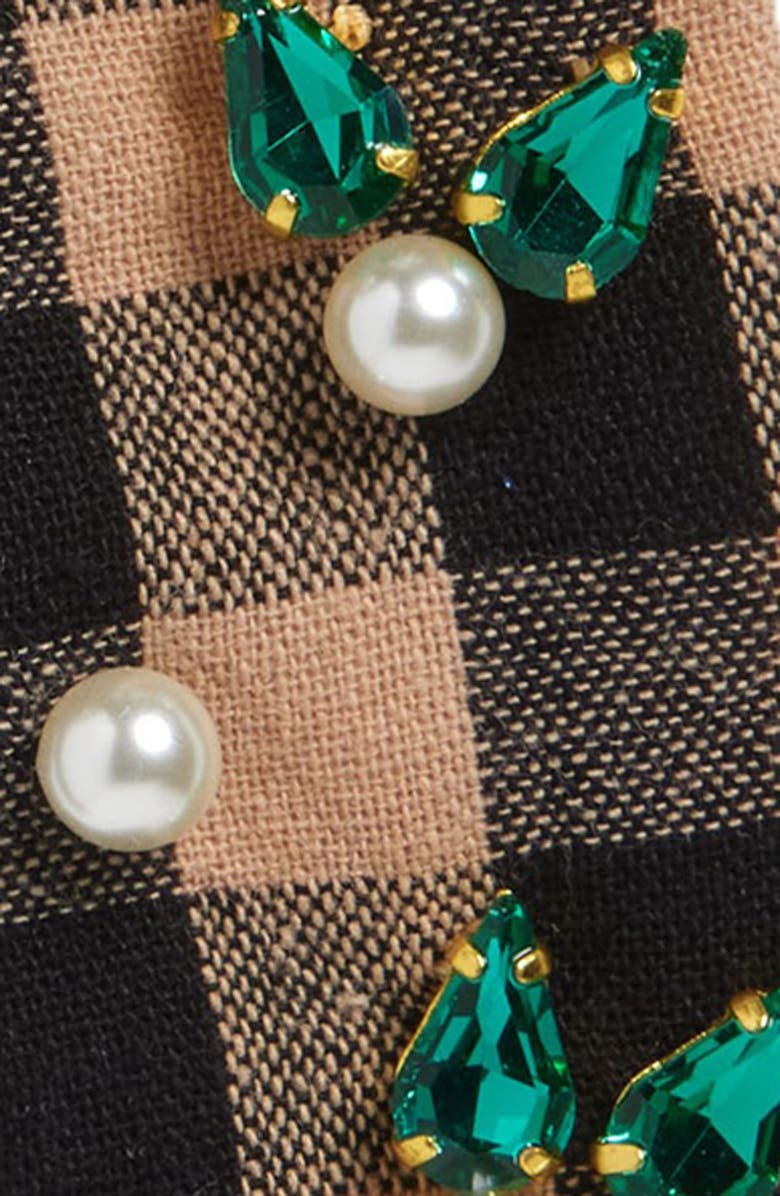 Lele Sadoughi Antoinette Embellished Gingham Bow Hair Clip, Alternate, color, 