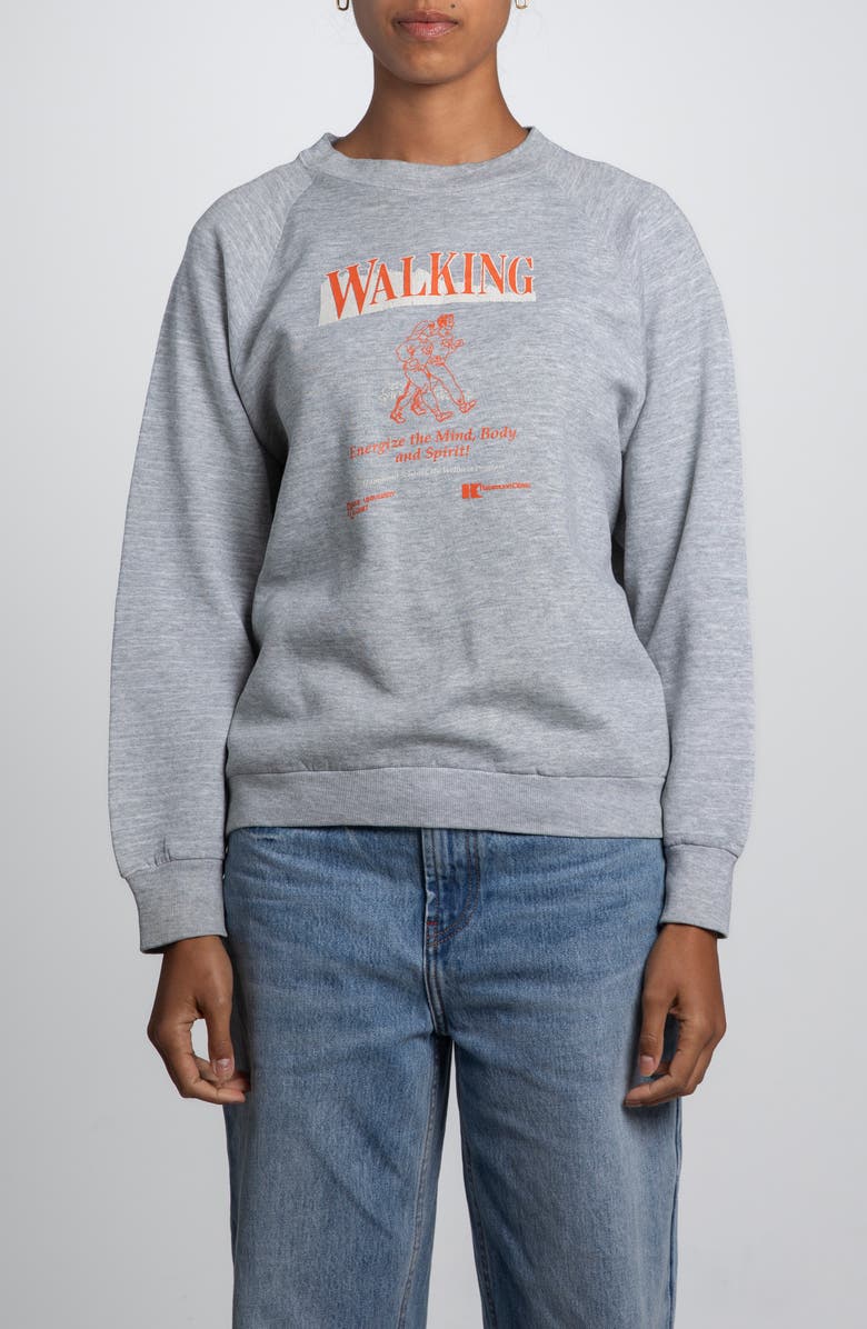 Elwood Vintage Walking Crewneck Sweatshirt, Main, color, Grey