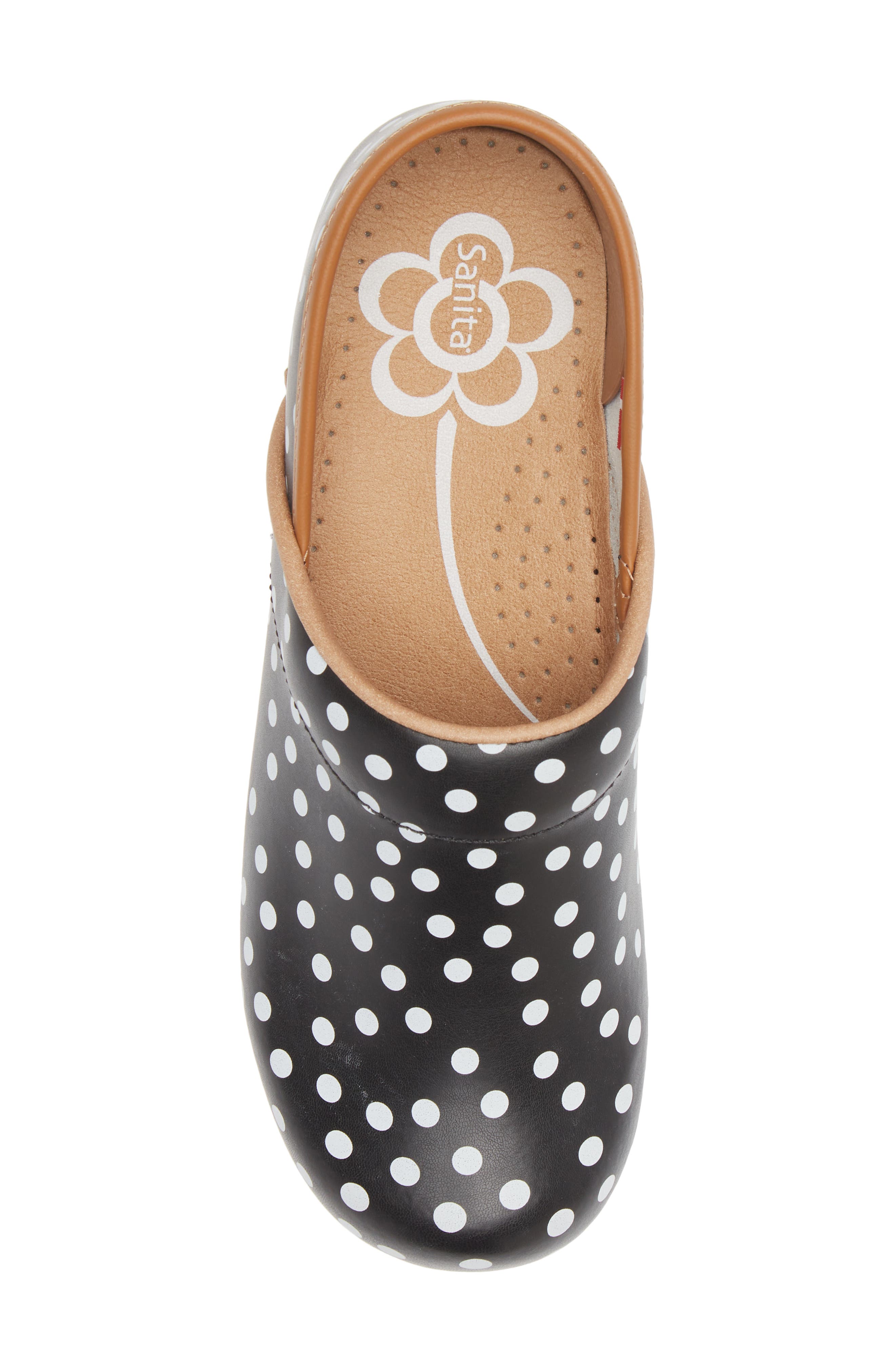 Sanita Roxbury Polka Dot Clog, Alternate, color, Black