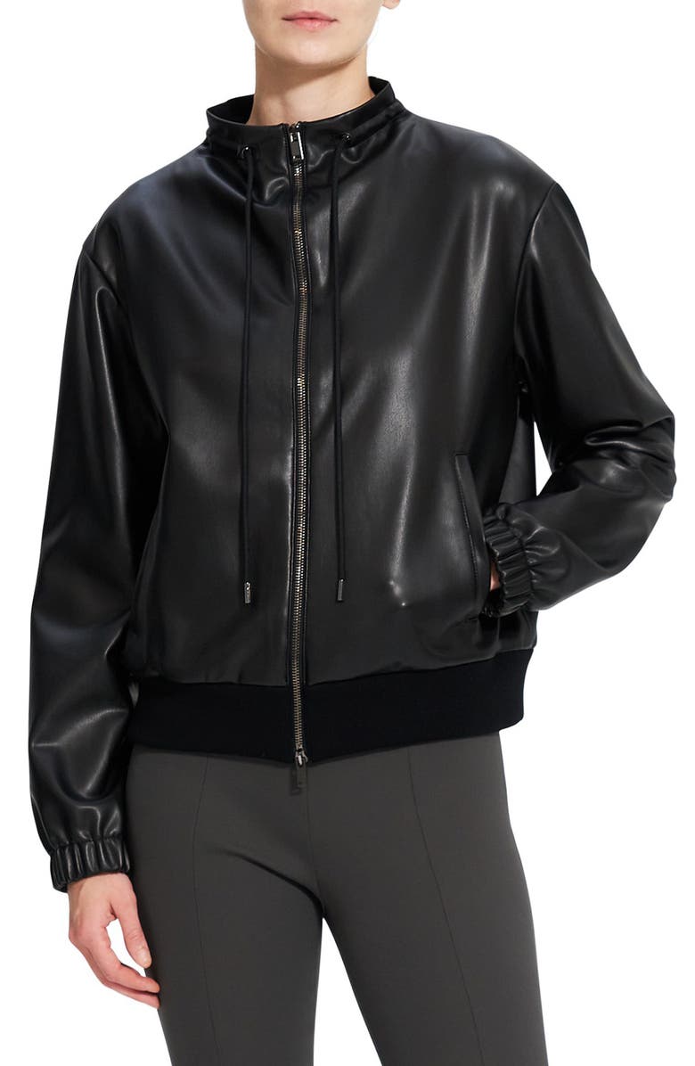 Theory Faux Leather Bomber Jacket, Alternate, color, 