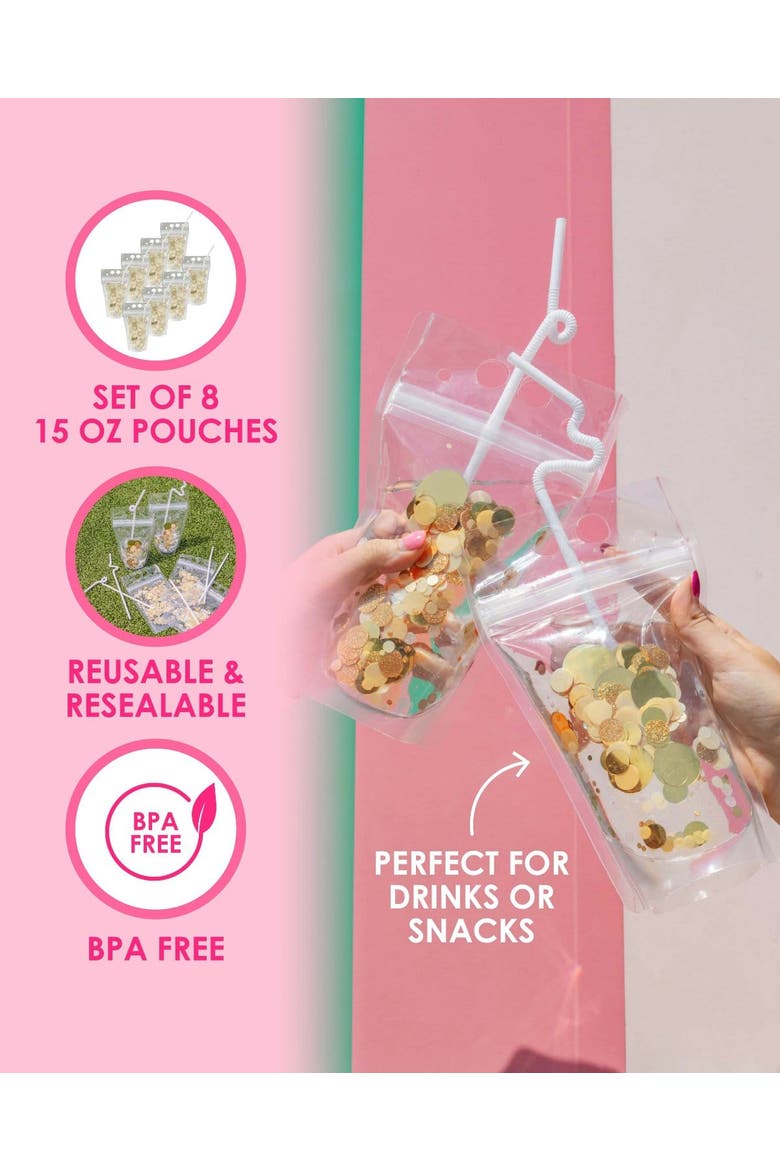 Gold Confetti Drink Pouches, Alternate, color, Multicolor