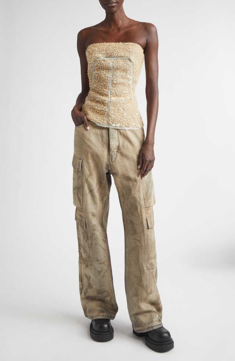 Rick Owens Sequin Tulle Bustier Top, Main, color, Light Blue/ Sand