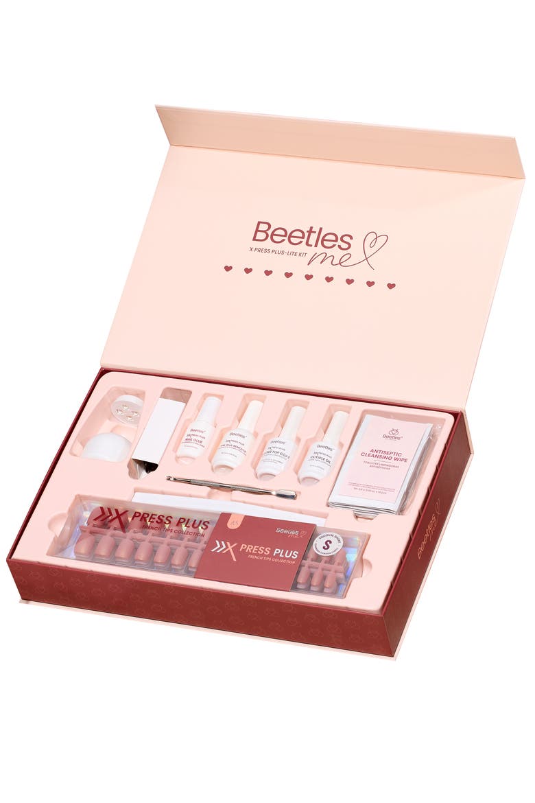 Nude Cat Eye Press On Nail Studio Kit Short Square, Alternate, color, Pink gold flashing cat's eyes