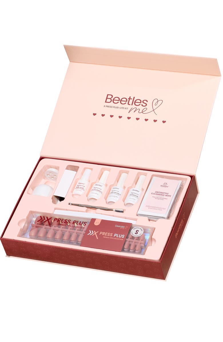 Beetles Nude Cat Eye Press On Nail Studio Kit Short Square, Alternate, color, Pink Gold Flashing Cat's Eyes
