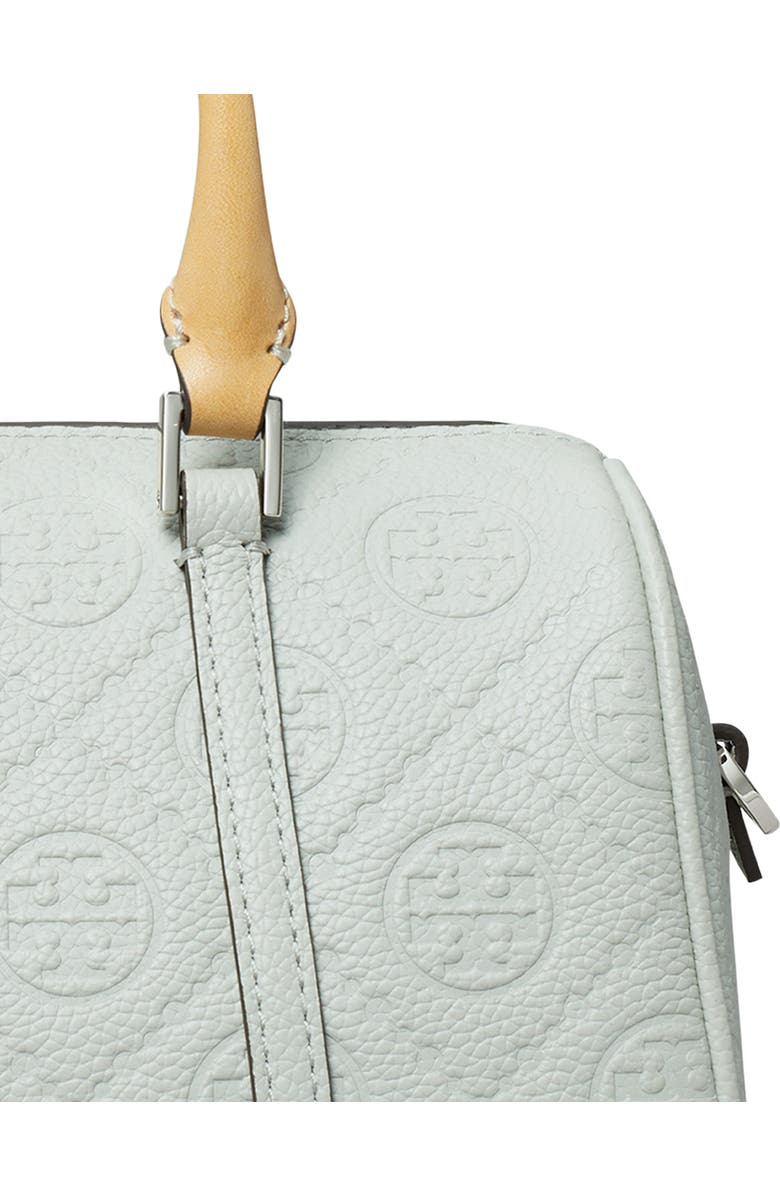 Tory Burch Mini T Monogram Leather Barrel Bag, Alternate, color, Light Titanium