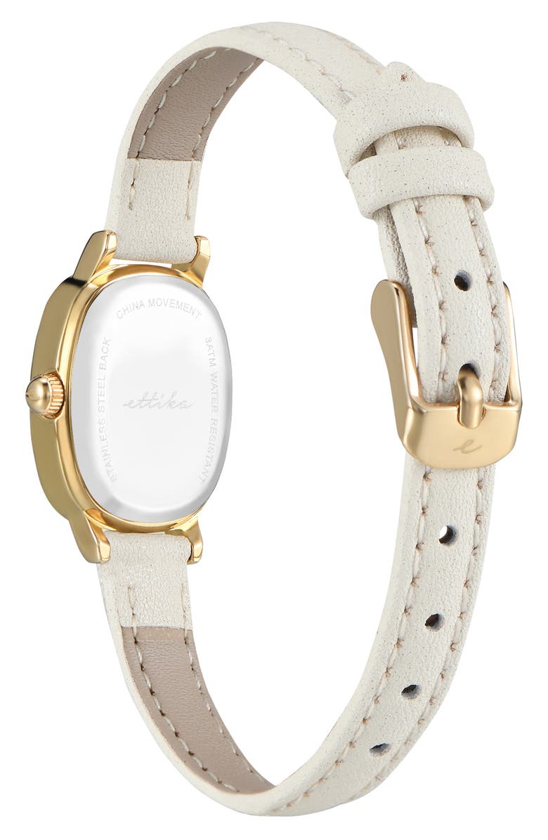Ettika Square Case Leather Strap Watch, Alternate, color, Vanilla And Gold