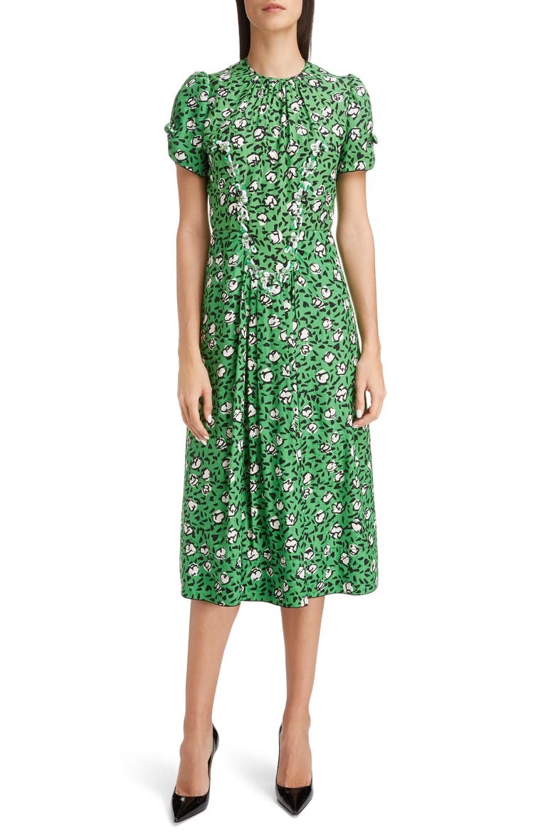 The Sofia Loves the 40s Silk Midi Dress, Main, color, GREEN MULTI