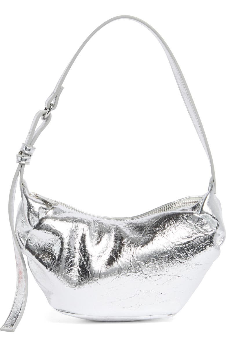 BCBG Small Pleated Metallic Hobo Bag, Main, color,