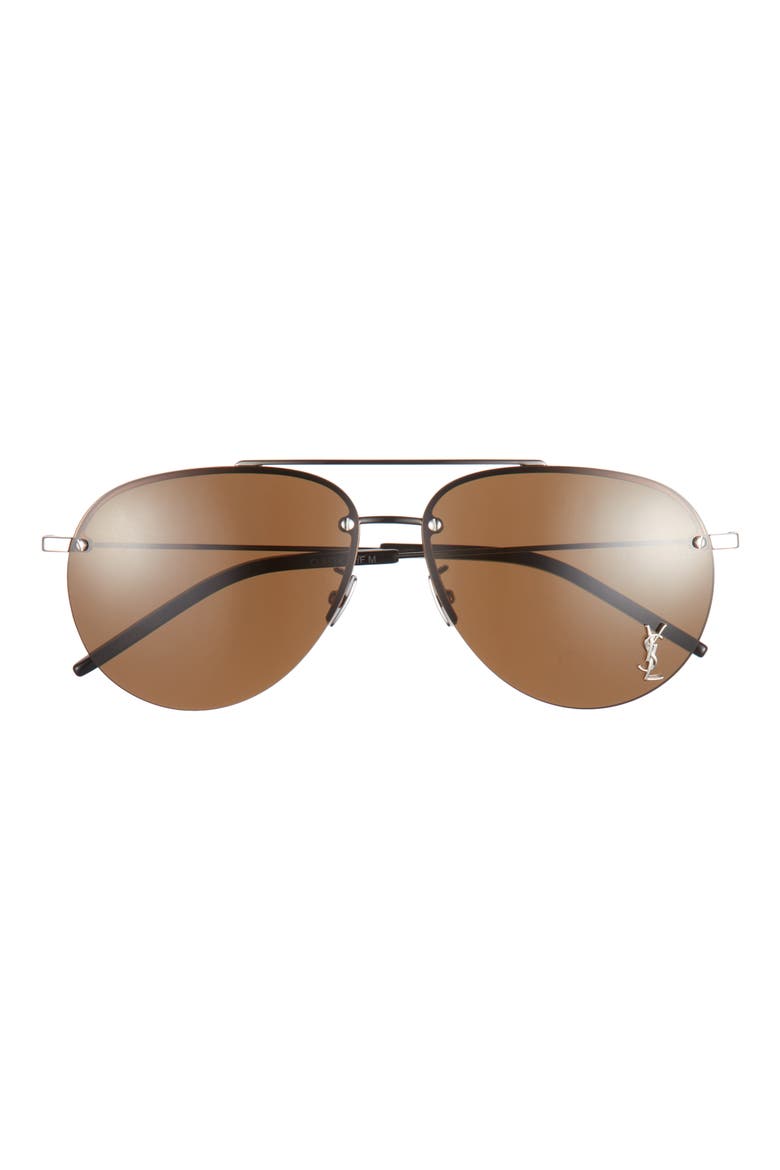 61mm Aviator Sunglasses, Main, color, SHINY SILVER