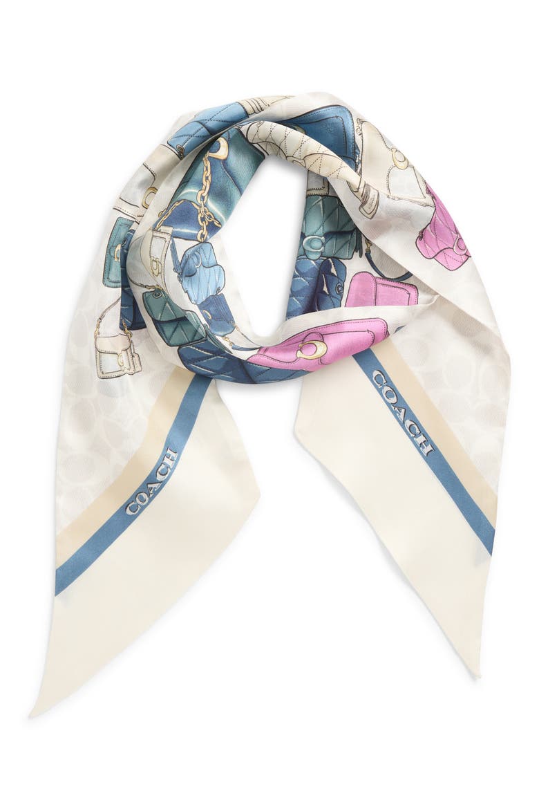 Stacked Tabby Print Silk Scarf, Alternate, color, CHALK MULTI