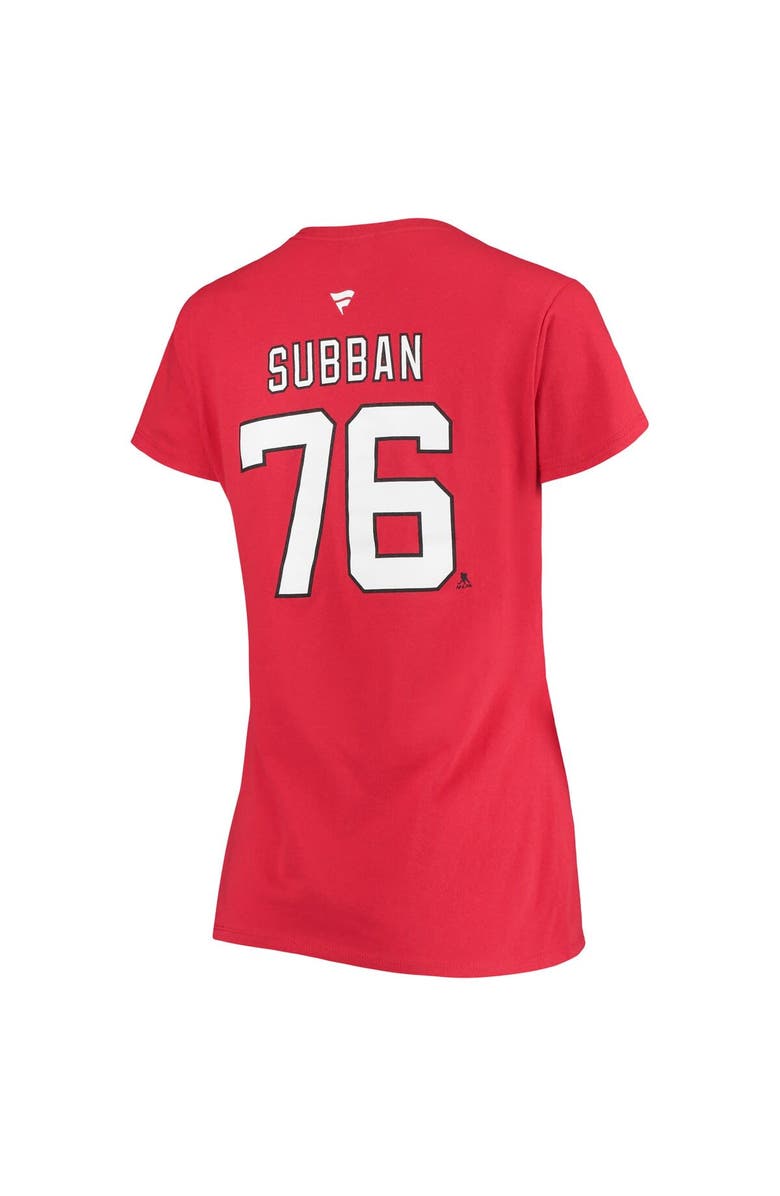 FANATICS Women's Fanatics Branded P.K. Subban Red New Jersey Devils Team Authentic Stack Name & Number V-Neck T-Shirt, Alternate, color, 