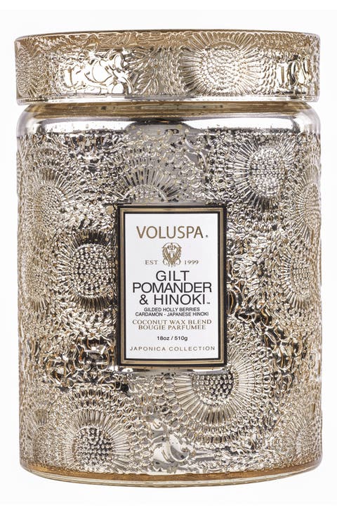 Gilt Pomander & Hinoki Large Glass Jar Candle (Limited Edition)