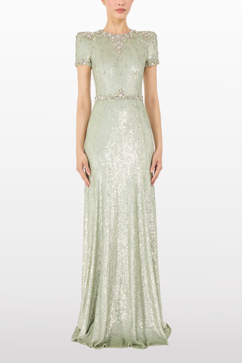Lombard Embellished Dress, Alternate, color, Marmo Green