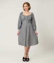 Unique Vintage Peasant Sleeve Swing Dress