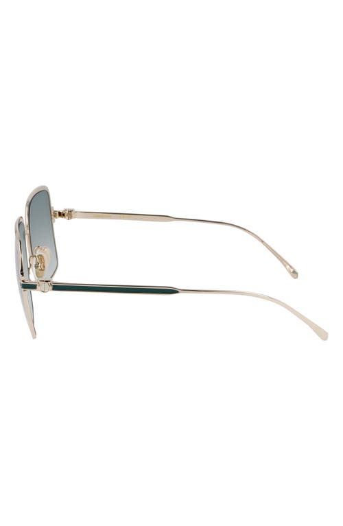 Ferragamo Gancini 57mm Modified Rectangular Sunglasses In Gold/green Gradient