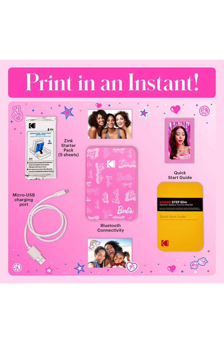 Kodak Step Slim Wireless Instant Portable Photo Printer, 2x3 Color Instant Photo Printer, Alternate, color, Pink
