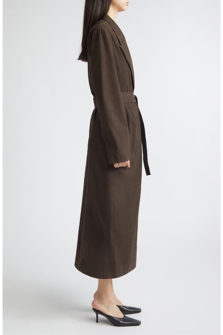 Cocoa Faux Suede Wrap Coat, Alternate, color, DARK BROWN
