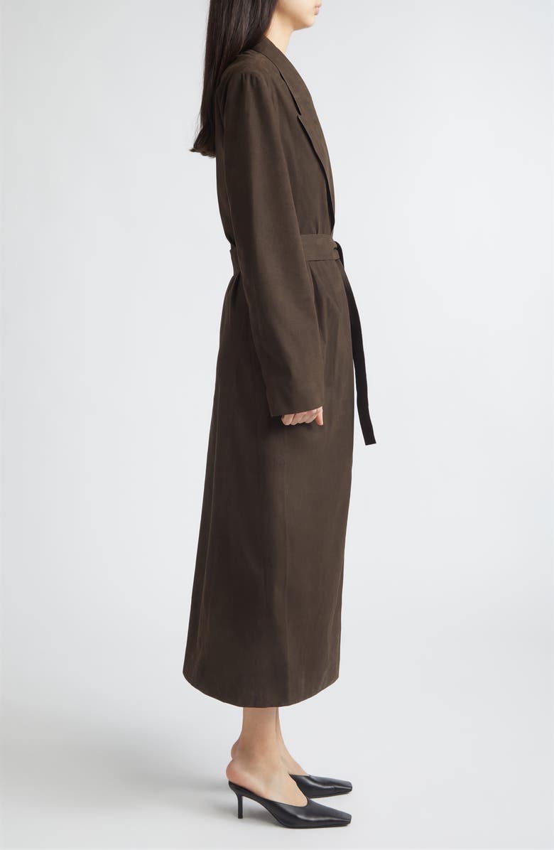 GIA STUDIOS Cocoa Faux Suede Wrap Coat, Alternate, color, Dark Brown