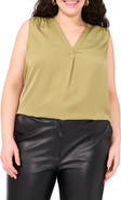 Vince Camuto V-Neck Rumple Satin Blouse