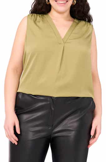 Vince Camuto V-Neck Rumple Satin Blouse