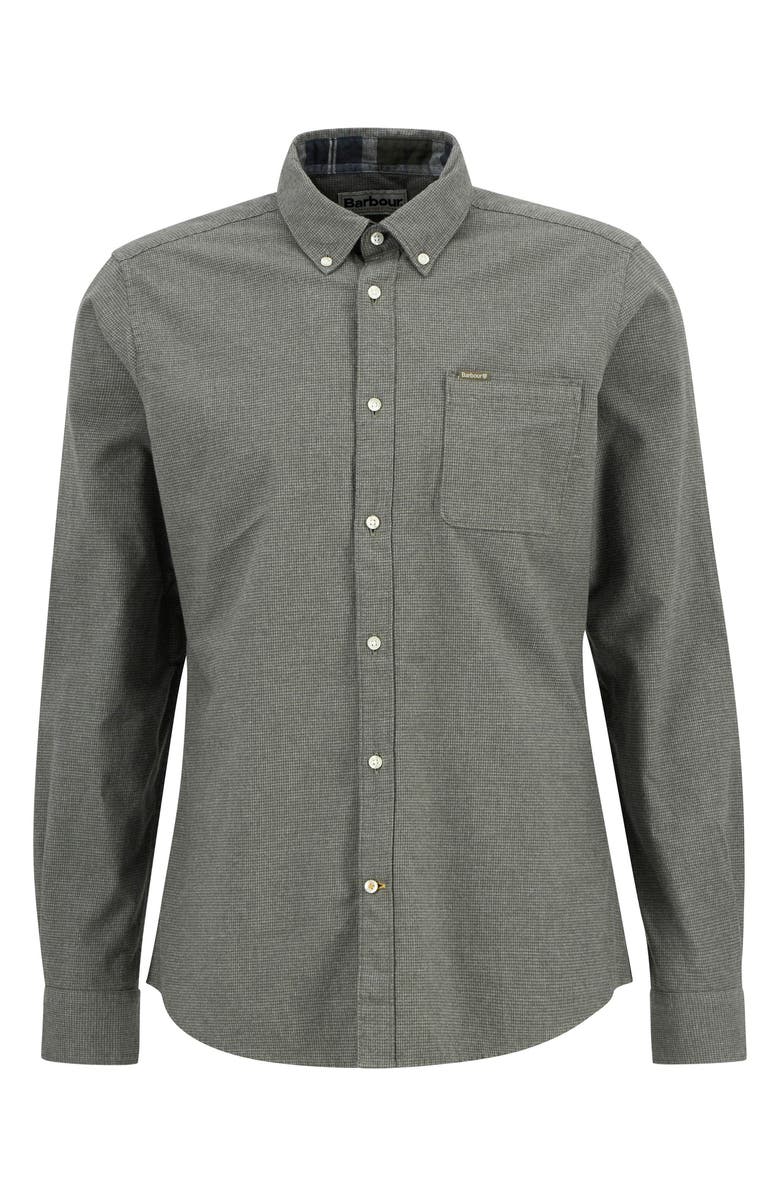 Barbour Huntly Mini Houndstooth Check Cotton Button-Down Shirt, Alternate, color, Olive