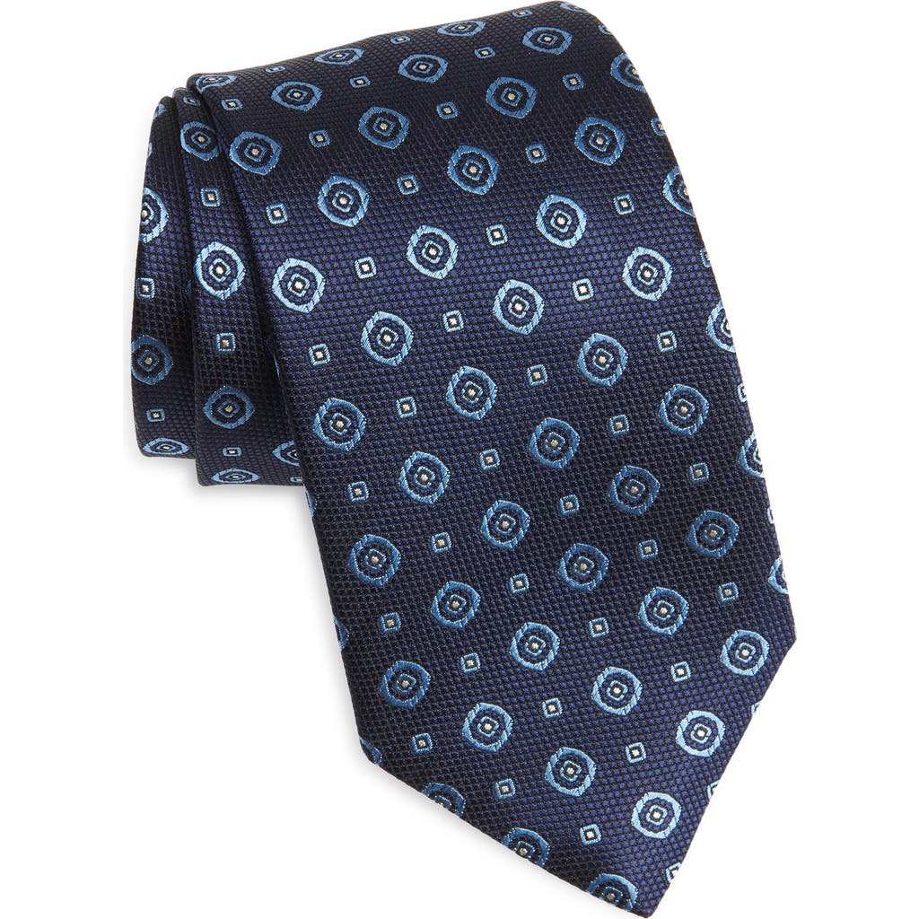 Canali Medallion Silk Tie In Blue