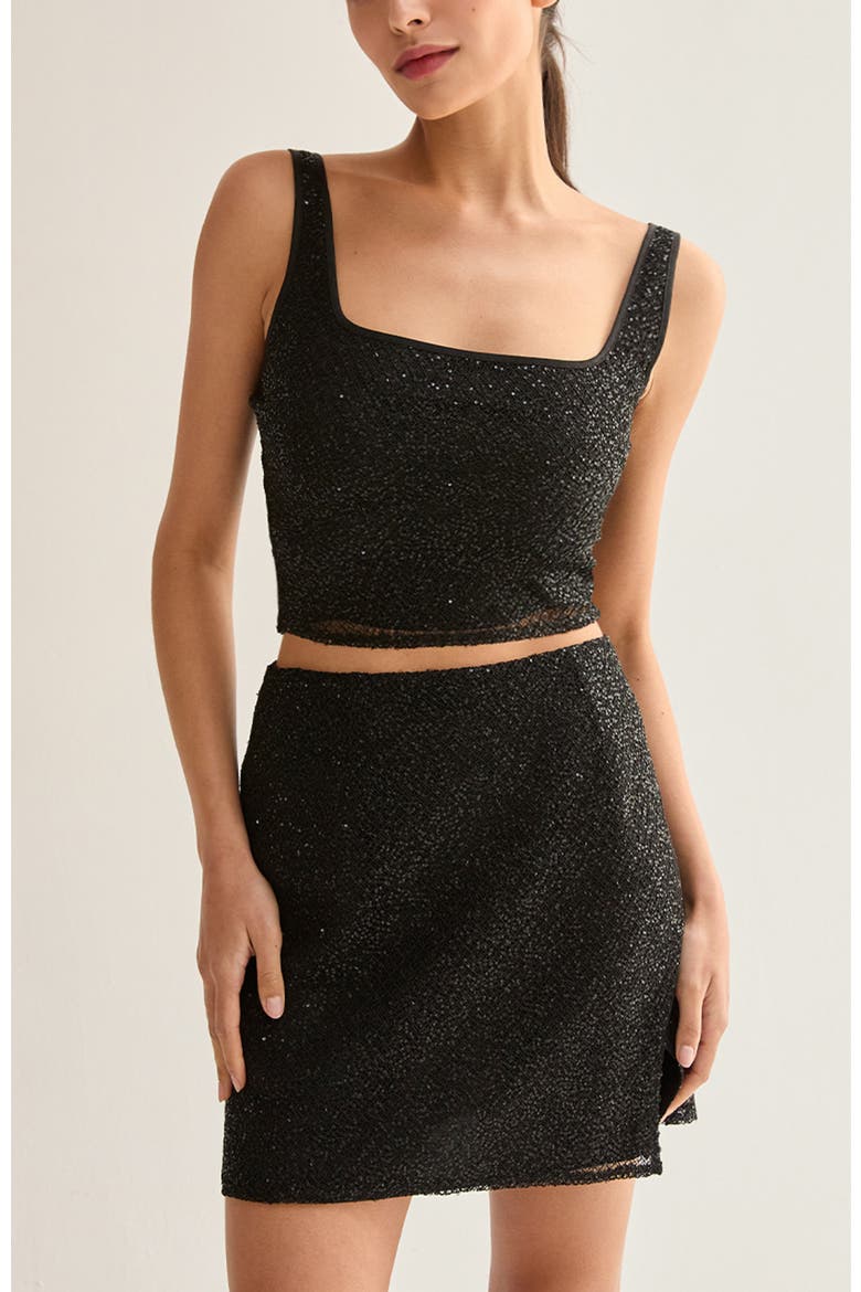 Beaded Crop Top, Alternate, color, Black