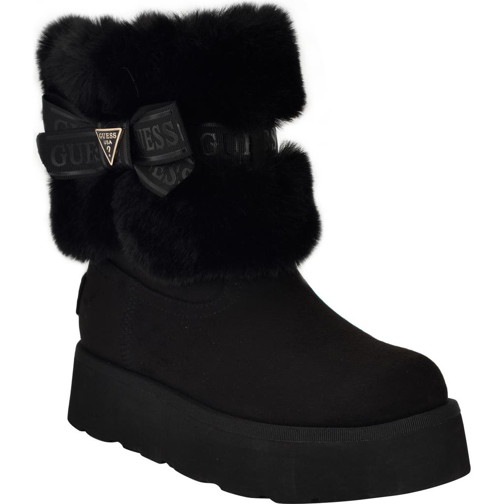 Guess Denla Faux Fur Bootie In Black