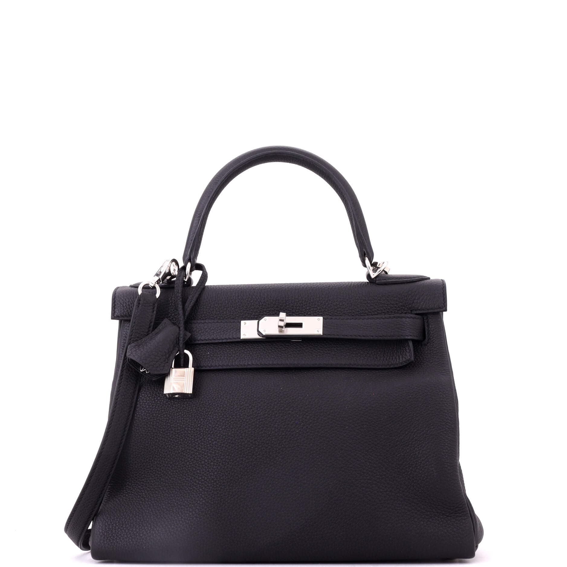 Kelly Handbag Black Togo with Palladium Hardware 28, Main, color, Black