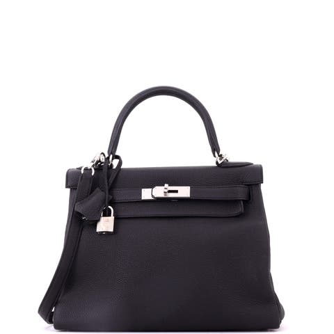 Kelly Handbag Black Togo with Palladium Hardware 28